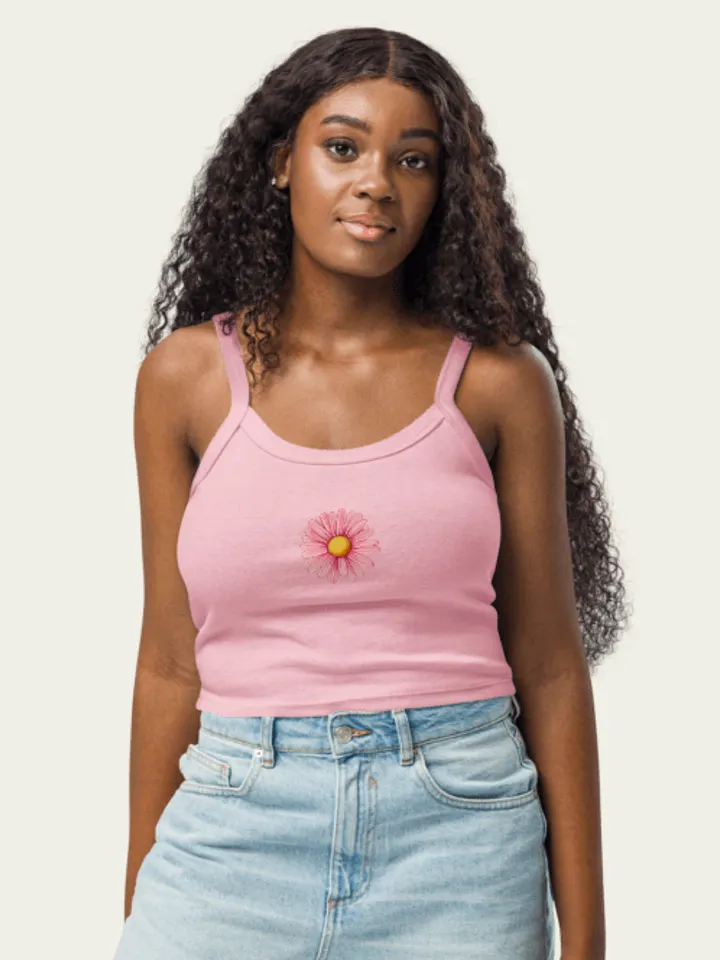 Ribbed Flower Tank Top - Soft Pink product image (1)