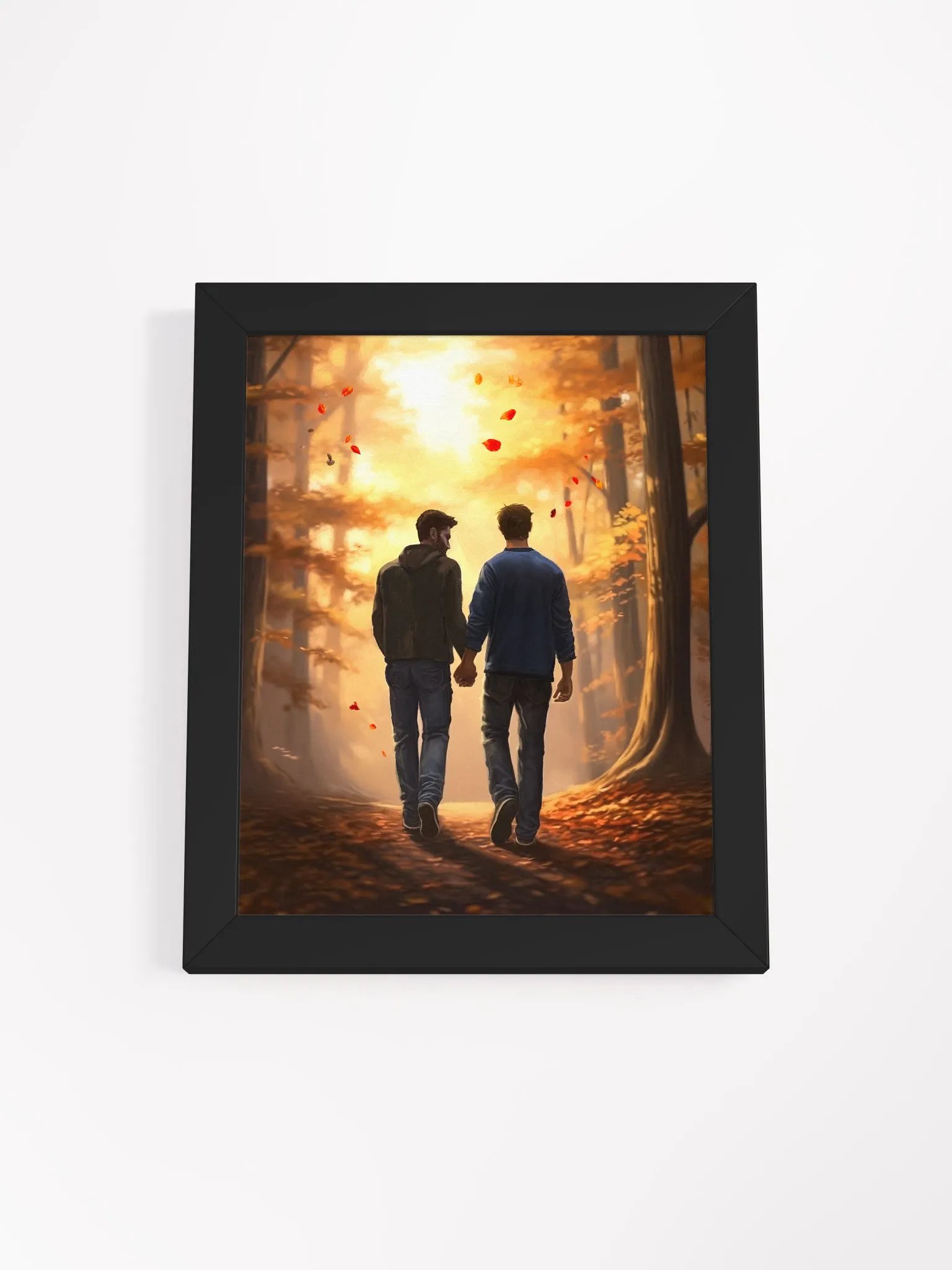 Fall Romance - Gay Couple Studio Framed Print product image (1)