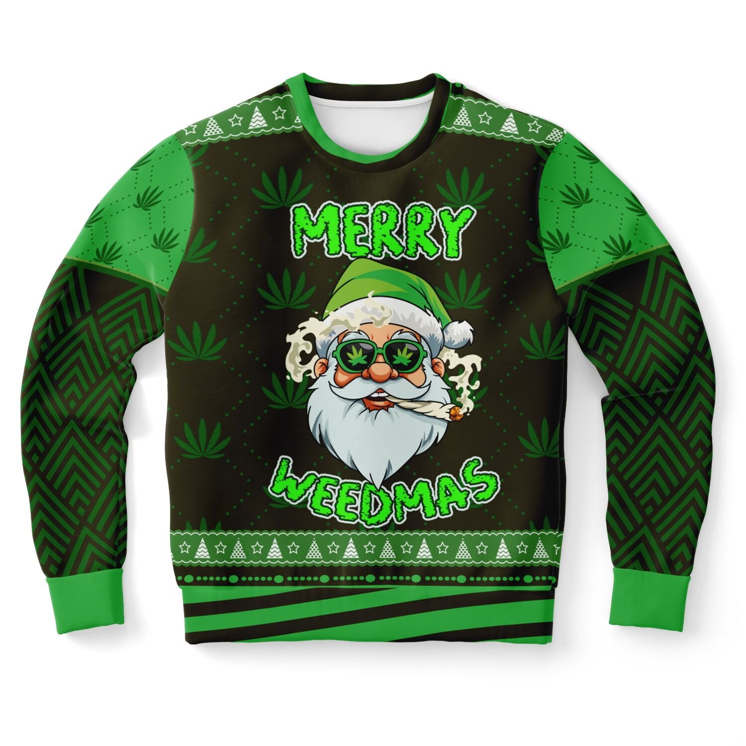 “Merry W**dmas” Funny Santa Christmas Sweatshirt | 420 Holiday Party Jumper | Unisex W**d Xmas Ugly Sweater product image (9)