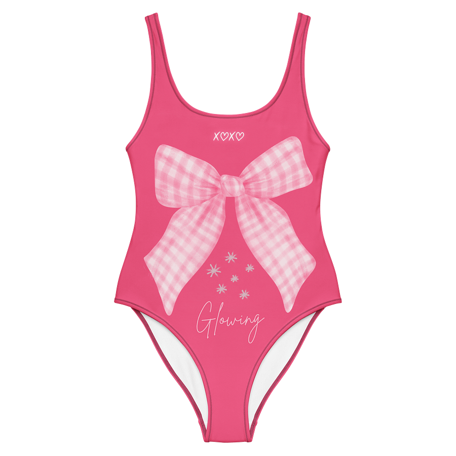 🎀 Glowlita "Sugar Kiss" Pink Patterned Bow One-Piece product image (1)