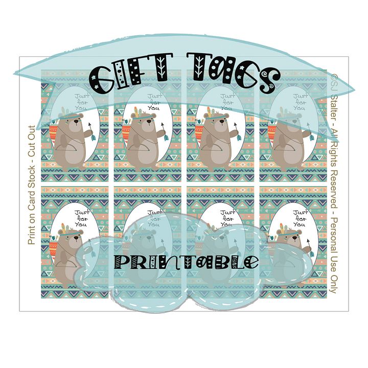 Add Some Tribal Charm to Your Gifts with Just for You Cute Tribal Bear Printable Gift Tags product image (2)