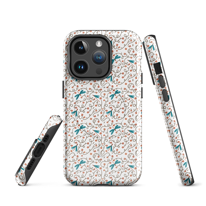 MagSafe tough case for iPhone with dragonfly and floral design. Artistic nature inspired protection product image (1)