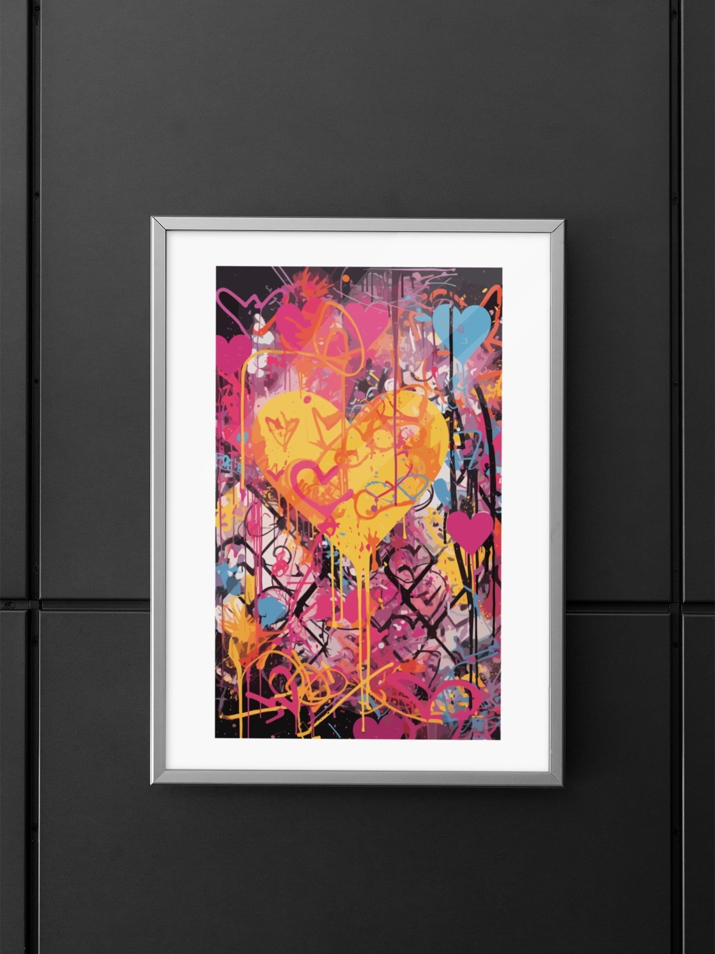 Vibrant Graffiti Heart Art Print, Multicolor Love Street Art Canvas, Urban Chic Home Decor, Expressive Dripping Heart Wall Hanging Piece product image (5)
