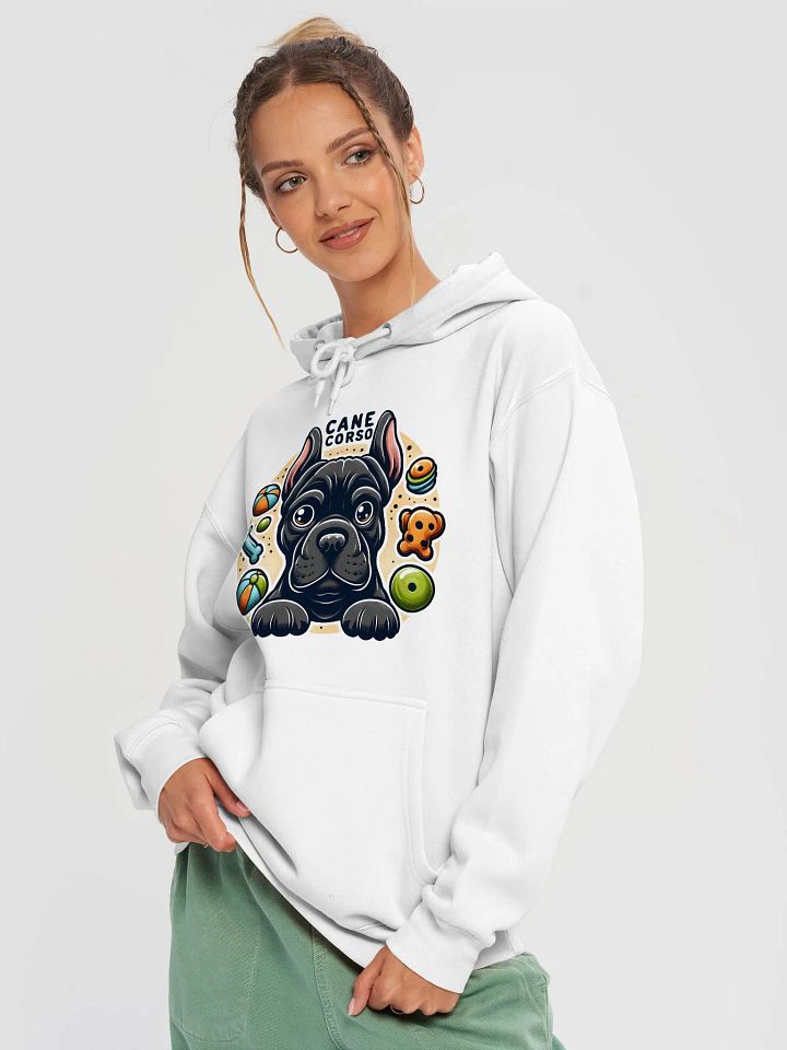 Black Cane Corso Surrounded by Toys Hoodie – Cozy Dog Lover Apparel product image (38)