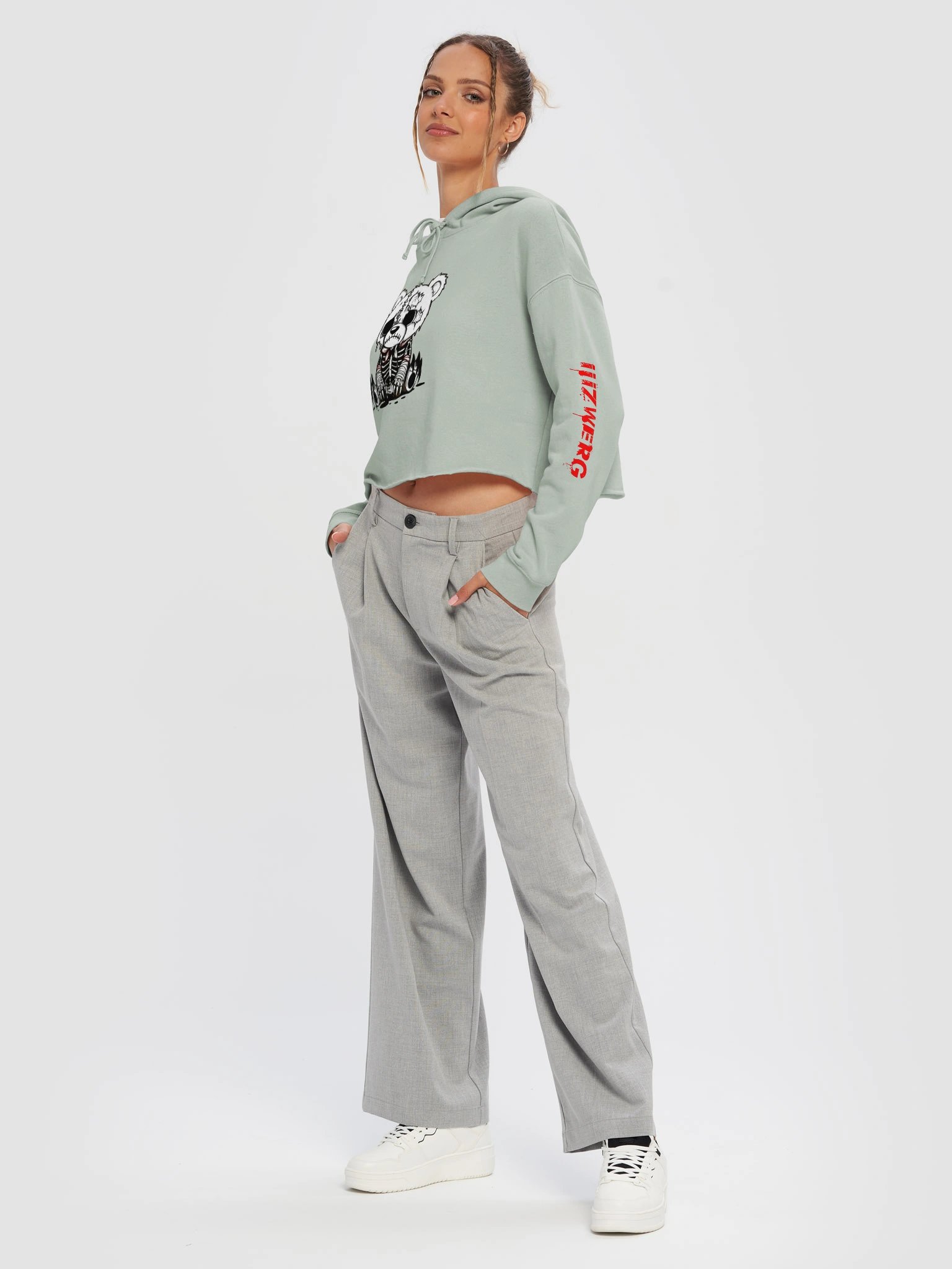 Sad Bear Crop Top Hoodie product image (11)