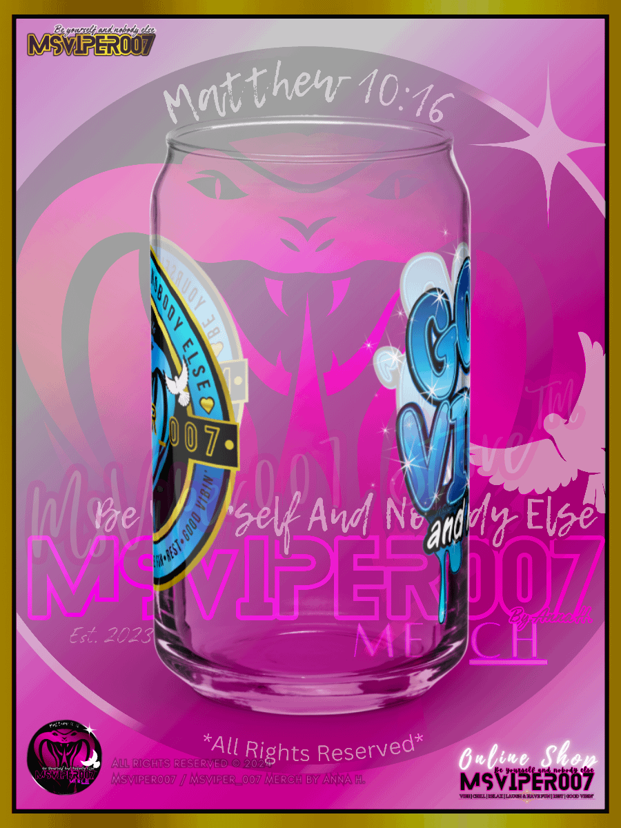 Glass Cup MSVIPER007'S "GOOD VIBIN' AND MUCH LOVE™ [H2O OASIS BLUE]" Can-shaped Glass by Anna H. product image (2)