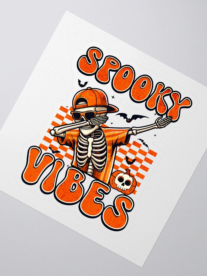 Retro Spooky Vibes Dabbing Skeleton Halloween Design Sticker product image (2)