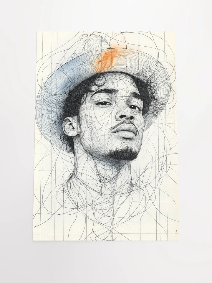 Confident Gaze: Minimalist Portrait of a Young Man in a Hat product image (1)