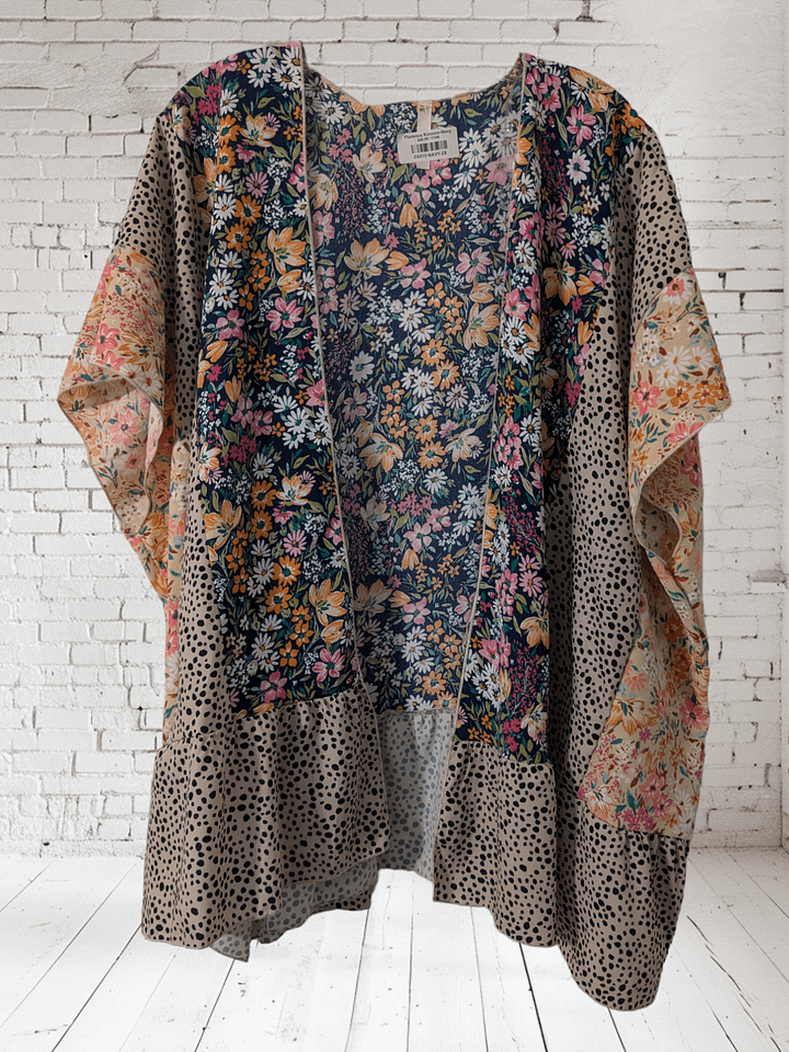 2X Boho Short Sleeve Flower Kimono product image (1)