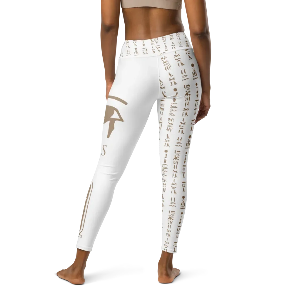 Isis White Hieroglyphs Yoga Leggings product image (2)