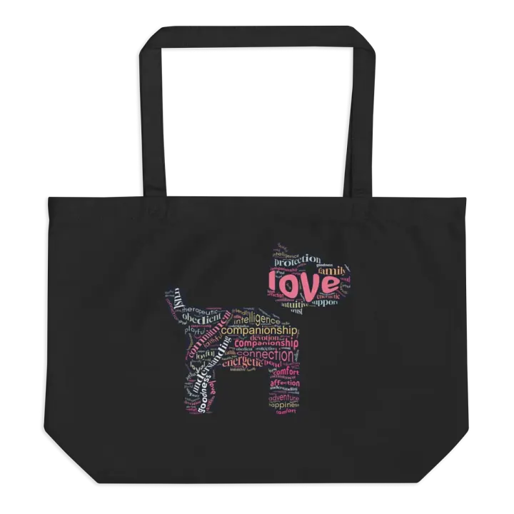 Dog Love in Words Large Eco Organic Cotton Twill Tote Bag product image (1)