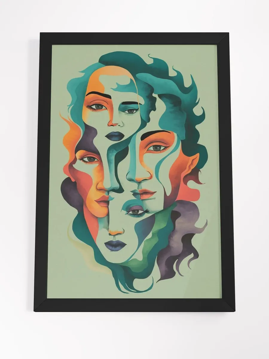 Multifaceted Identity: Framed Abstract Faces Poster product image (4)
