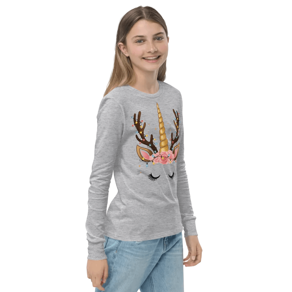 Enchanted Holiday Unicorn Long Sleeve Tee Pink Roses product image (4)
