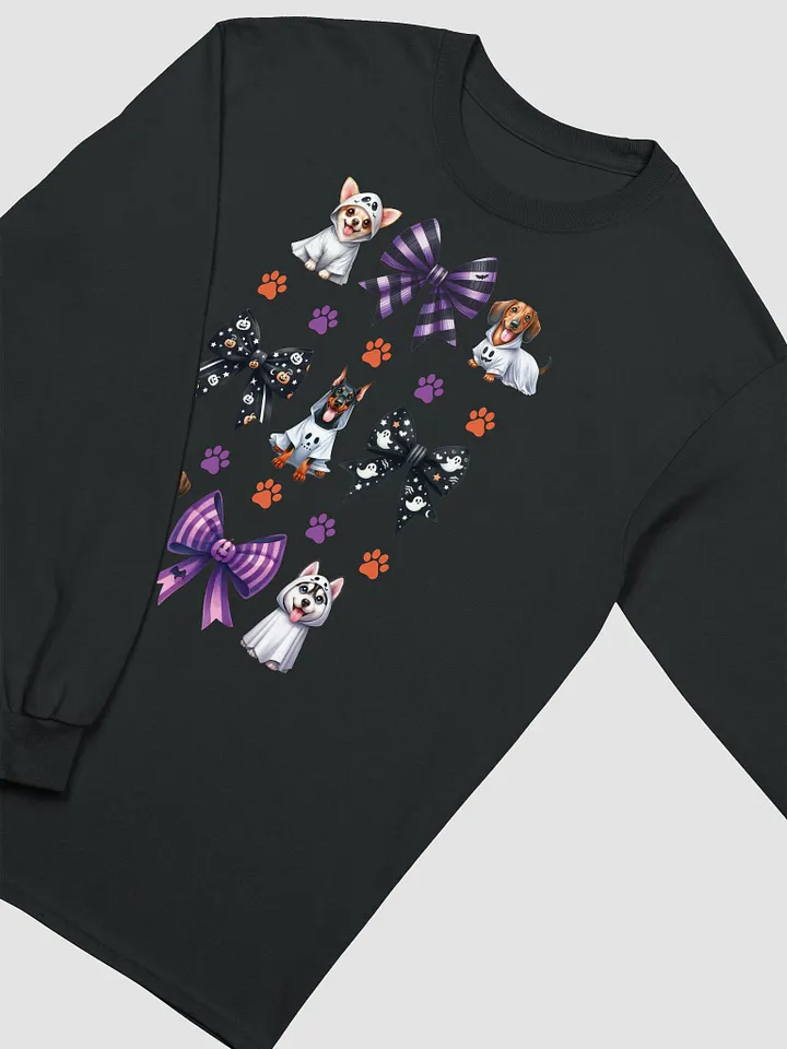 Cute Halloween Dog Ghosts and Bows Long Sleeve T-Shirt Design2 product image (1)