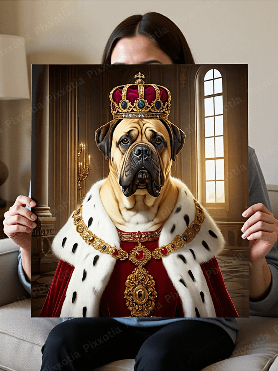 Custom Pet Portrait with King Outfit and Crown – Royal Digital Pet Art – Funny Pet Gift – Printable Dog or Cat Portrait product image (4)