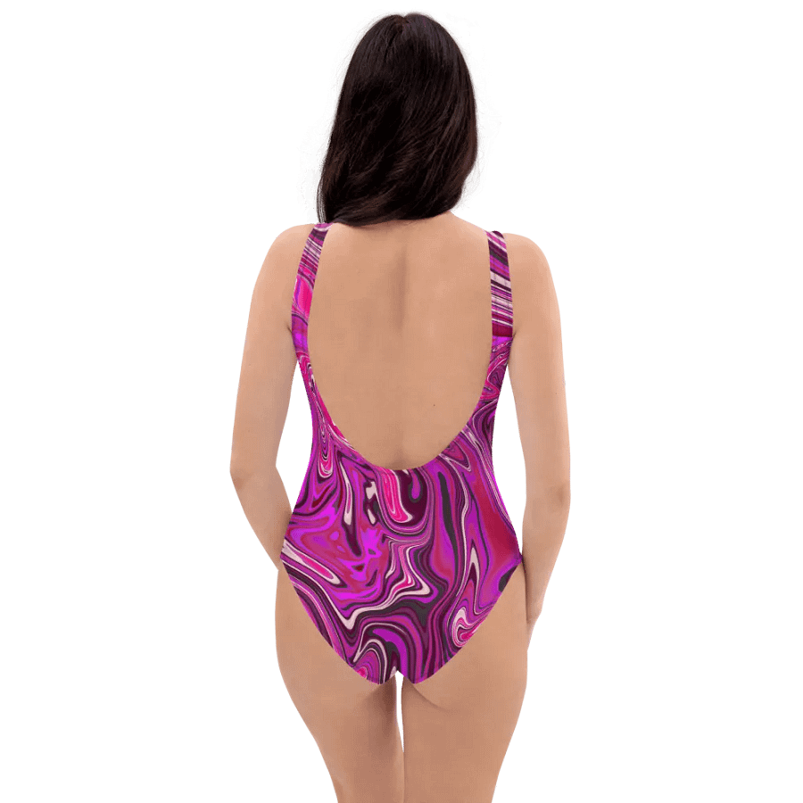 Swim Suit - Pink and Purple Digital Fluid Art product image (2)