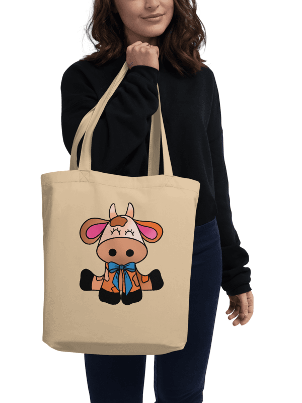 Orange Kawaii Cow Eco Tote Bag product image (2)