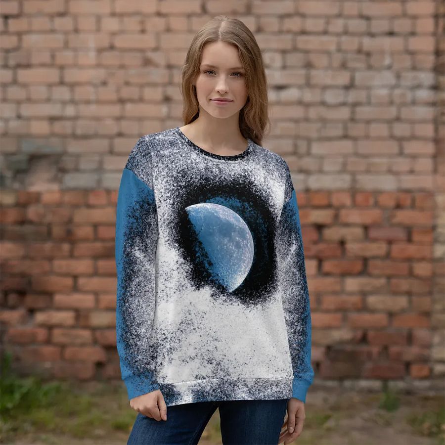 Abstract Darker Coloured Disintegrating Moon Unisex Sweatshirt product image (3)