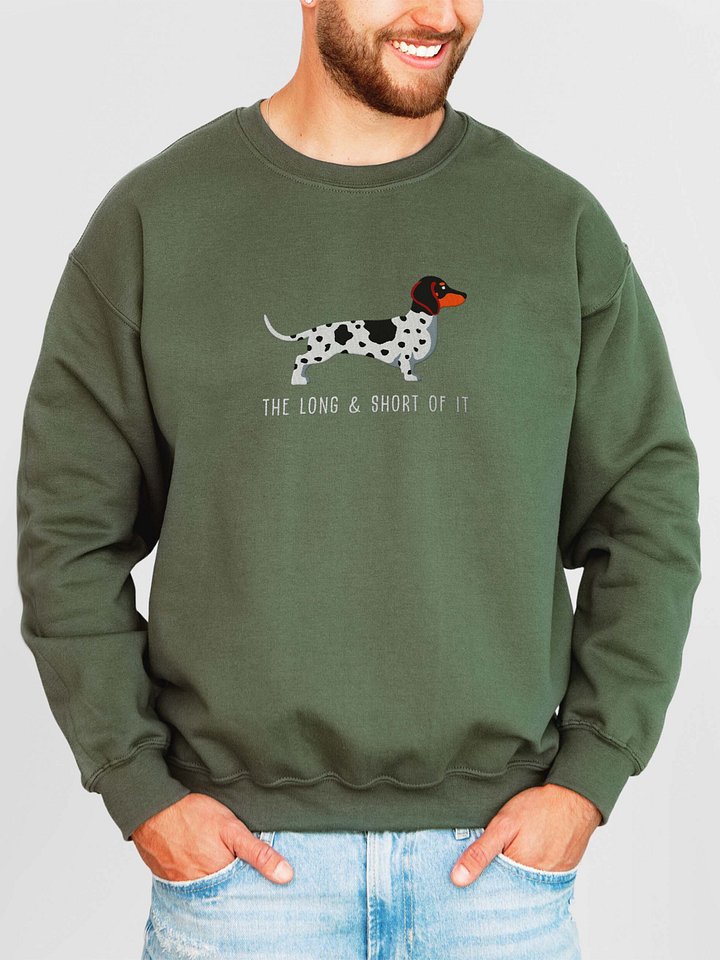 The Long and Short of It Sweatshirt (Embroidered) of a Dachshund(Piebald Black) product image (2)