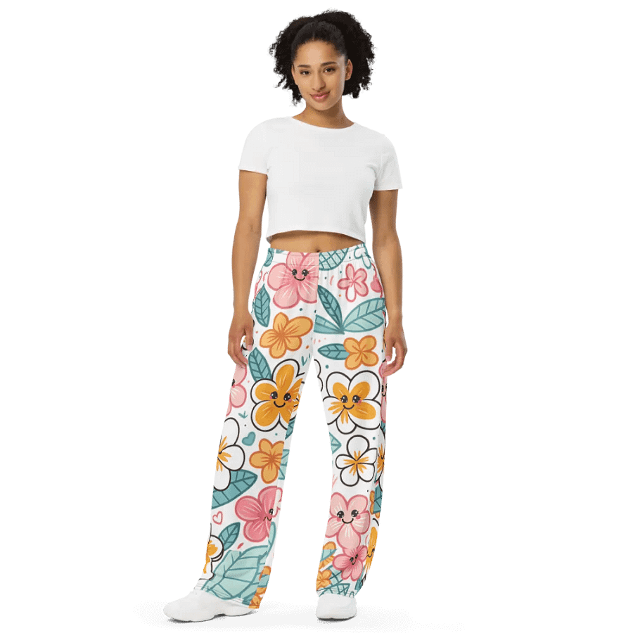 Cheerful Blooms Unisex Wide-Leg Pants product image (9)