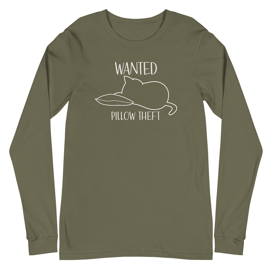Wanted Unisex Long Sleeve Tee, Pillow Theft, White Print product image (2)