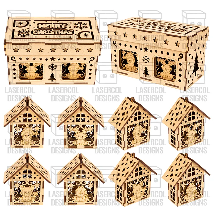 Christmas Ornaments Houses Box Set 1 - Laser Cut Files product image (2)