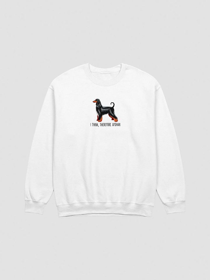 I Think Therefore Afghan Sweatshirt (Embroidered) of an Afghan Hound(Black & Tan) product image (13)