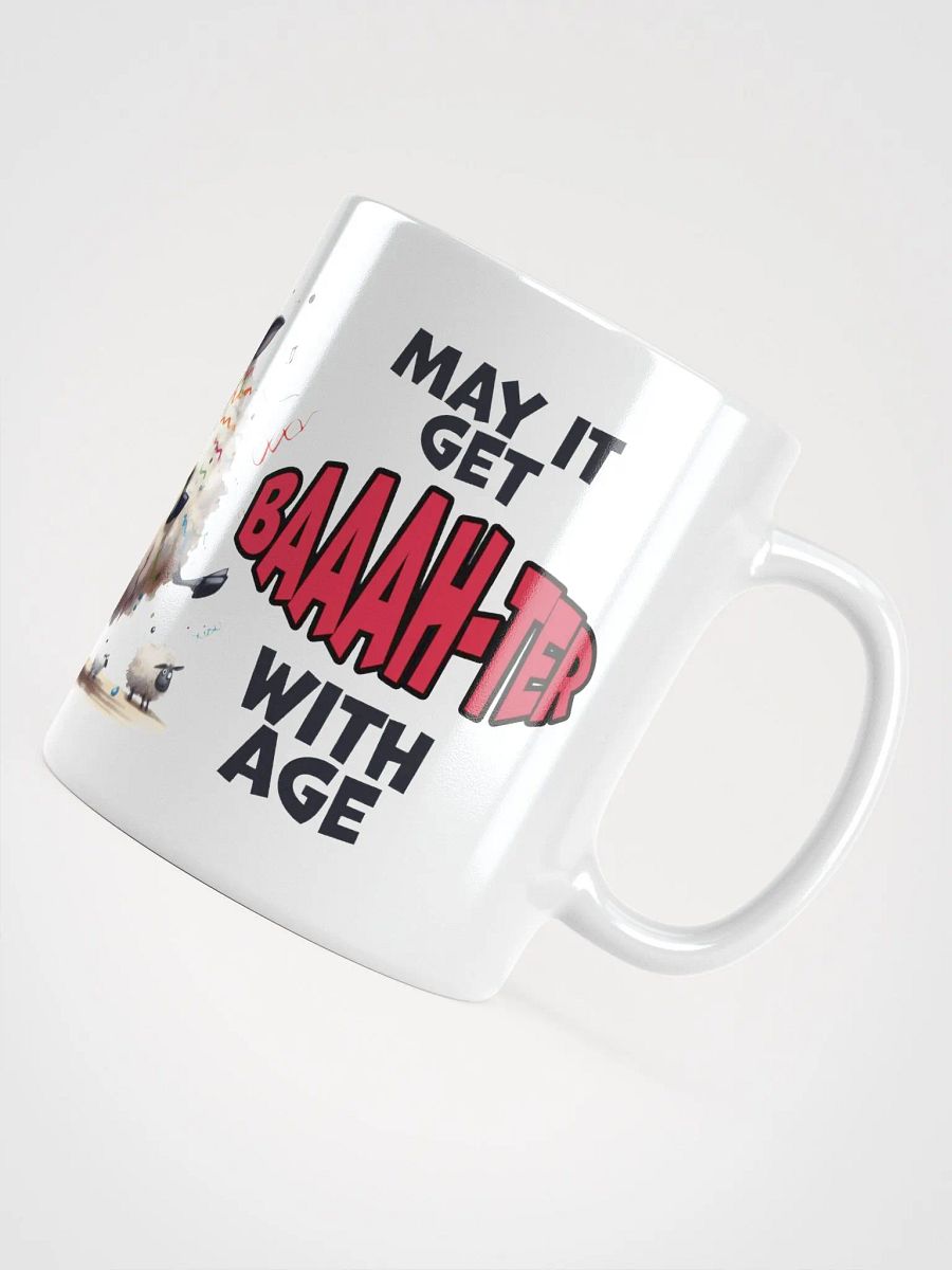 "The best friend-sheep ever! May it get baah-ter with age." White glossy mug product image (4)