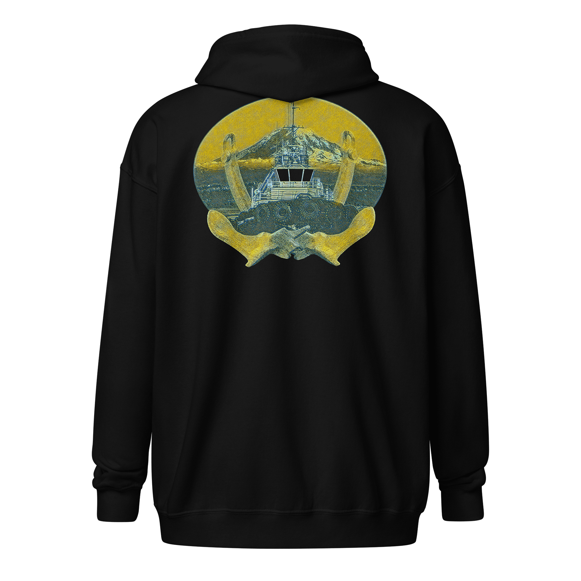 Twin anchor yellow Mount Rainier Marshall Foss Zip Hoodie product image (1)