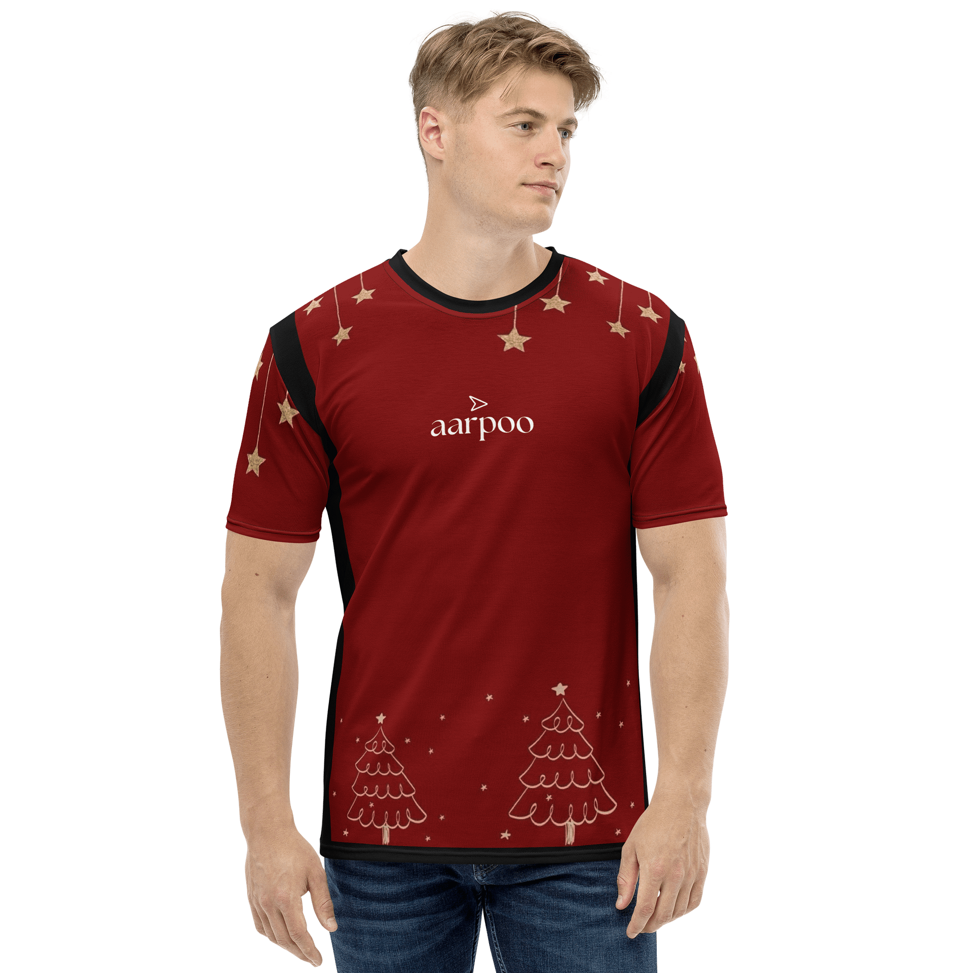 Aarpoo red Christmas Star Mens Tshirt product image (2)