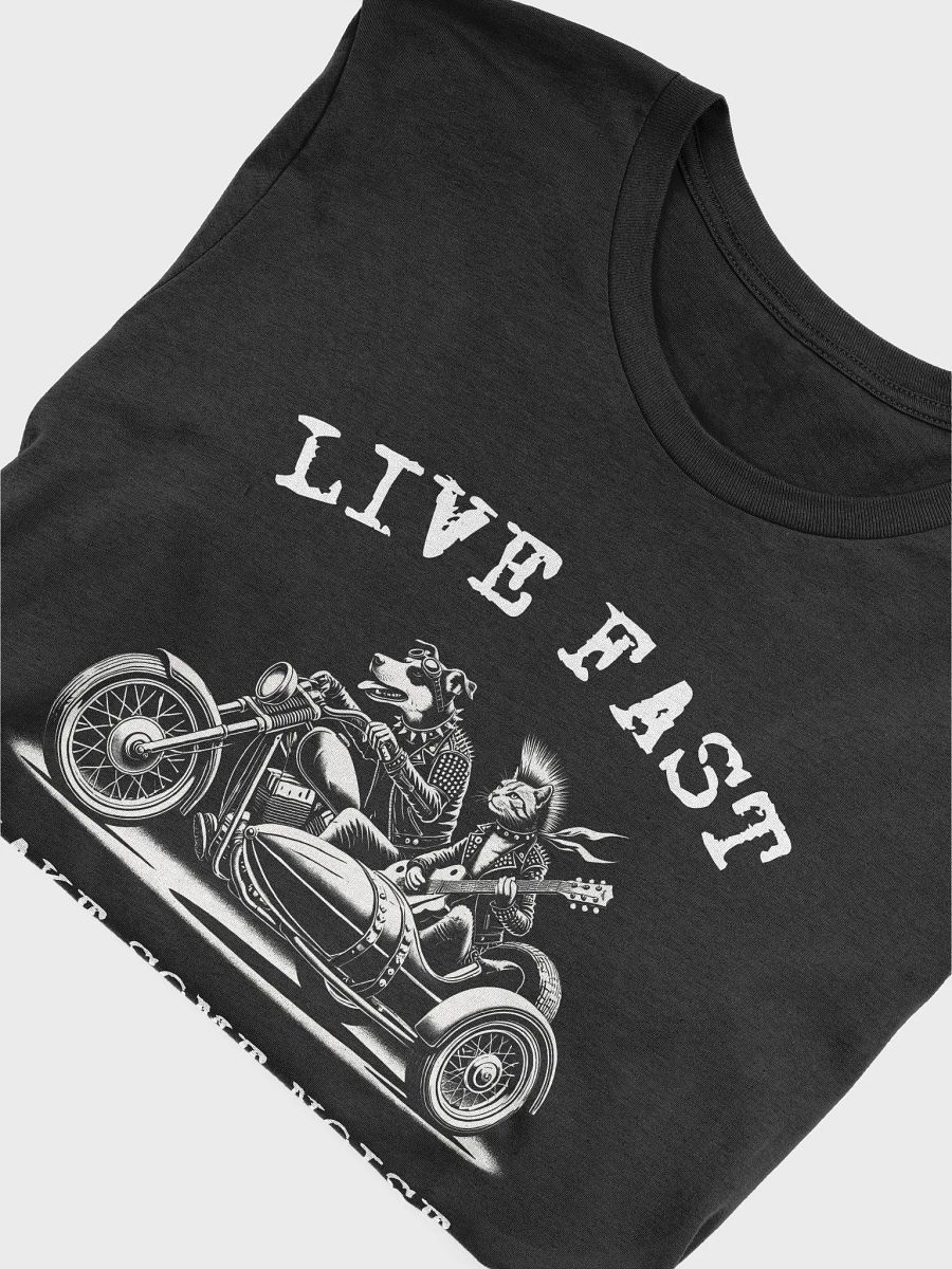 "Live Fast Make Some Noise" Dog & Cat Rocker Motorcycle Graphic Unisex T-Shirt product image (2)