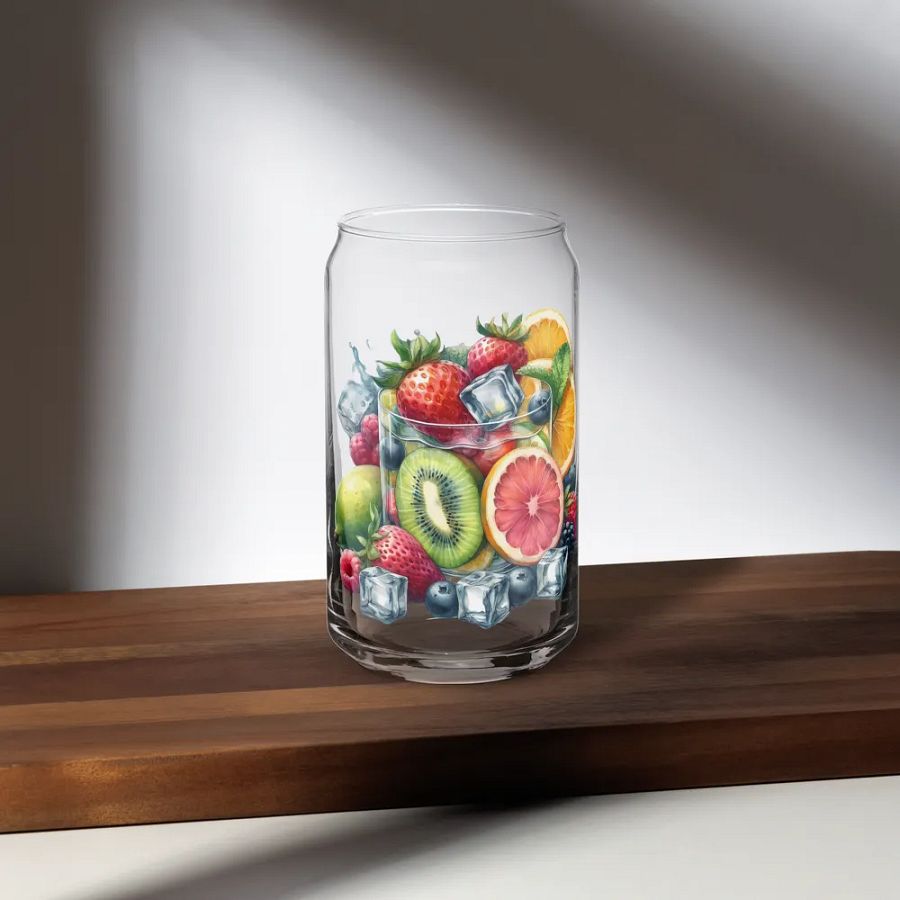 Fruit juice with fruit slice mixed water affect, design_06-Can-Shaped Glass product image (5)
