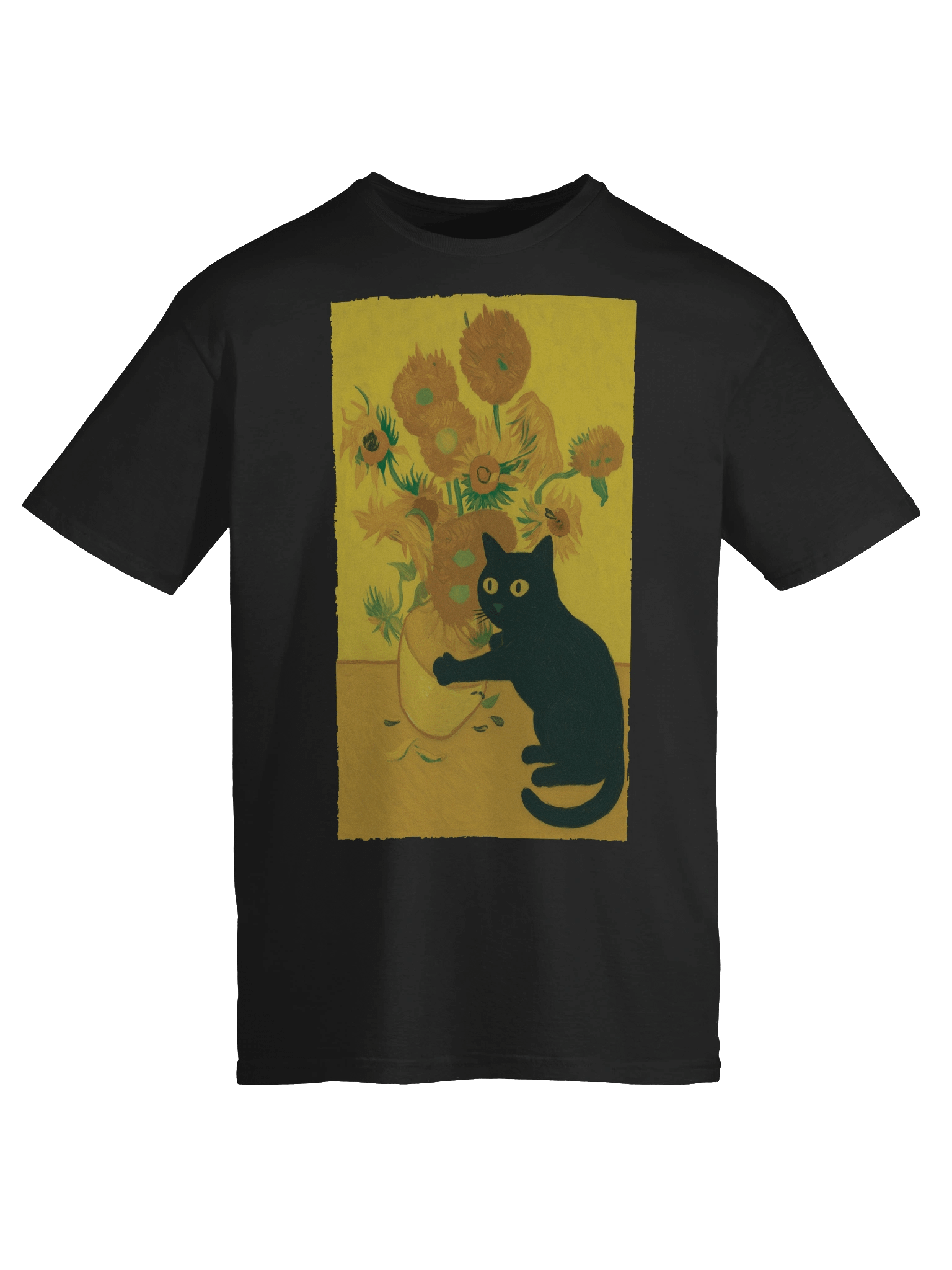 Van Gogh Sunflower Black Cat T-Shirt product image (50)