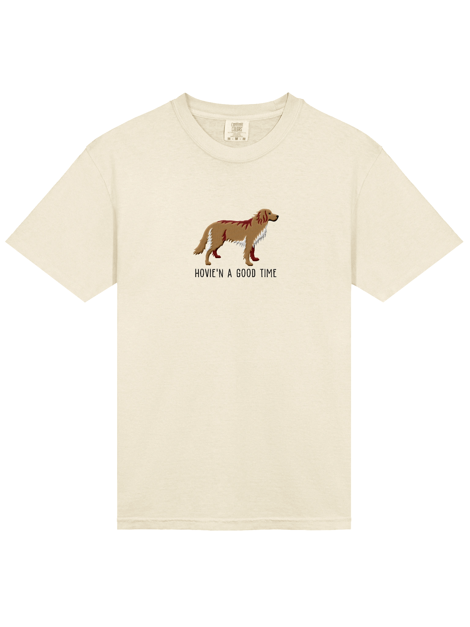 Hovie'n a Good Time T-Shirt(Embroidered) of a Hovawart(Blonde) product image (43)