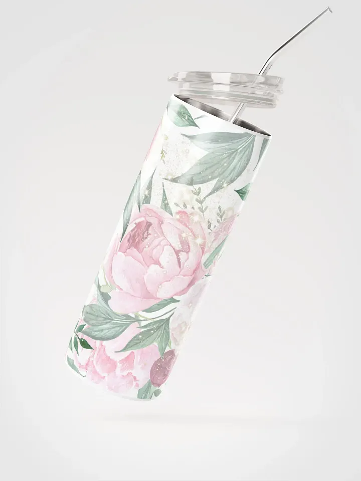 Sparkle in Style: Floral Glitter Stainless Steel Tumbler - Light Pink product image (2)