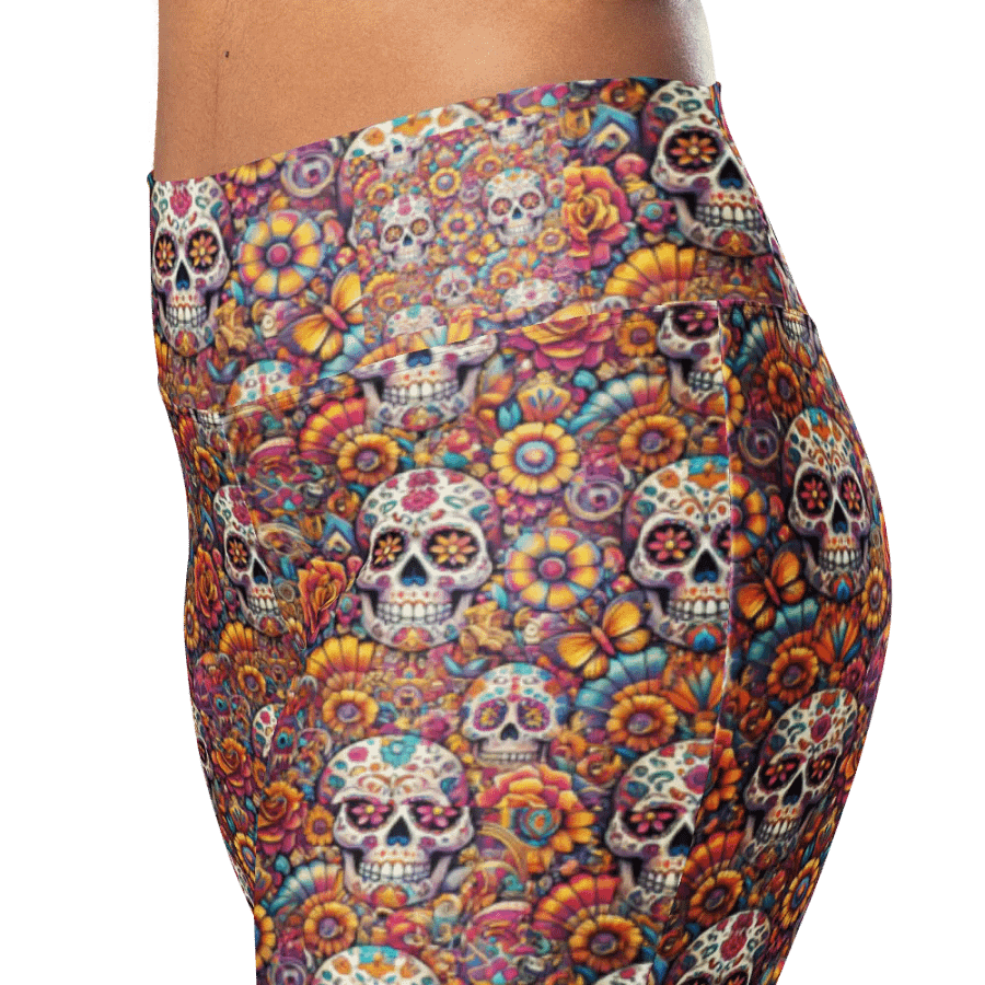 Fiesta Mexican Skulls Flare Leggings product image (9)
