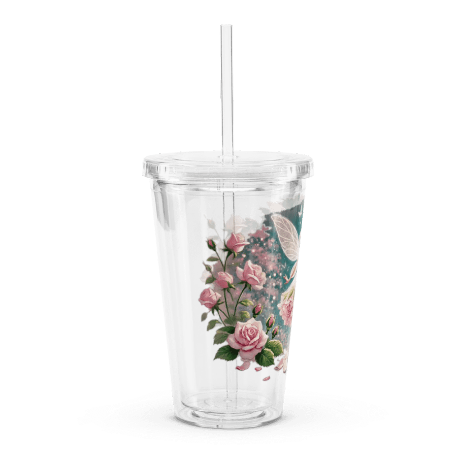 Pink Rose Fairy Plastic Tumbler with Straw product image (3)