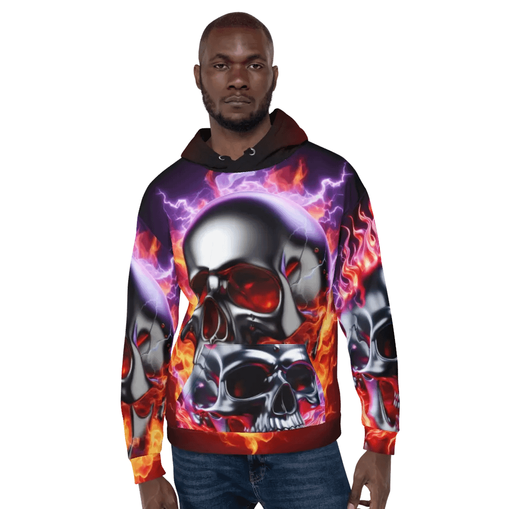 Silver Inferno Fury - Unisex Skull Hoodie #17 product image (6)