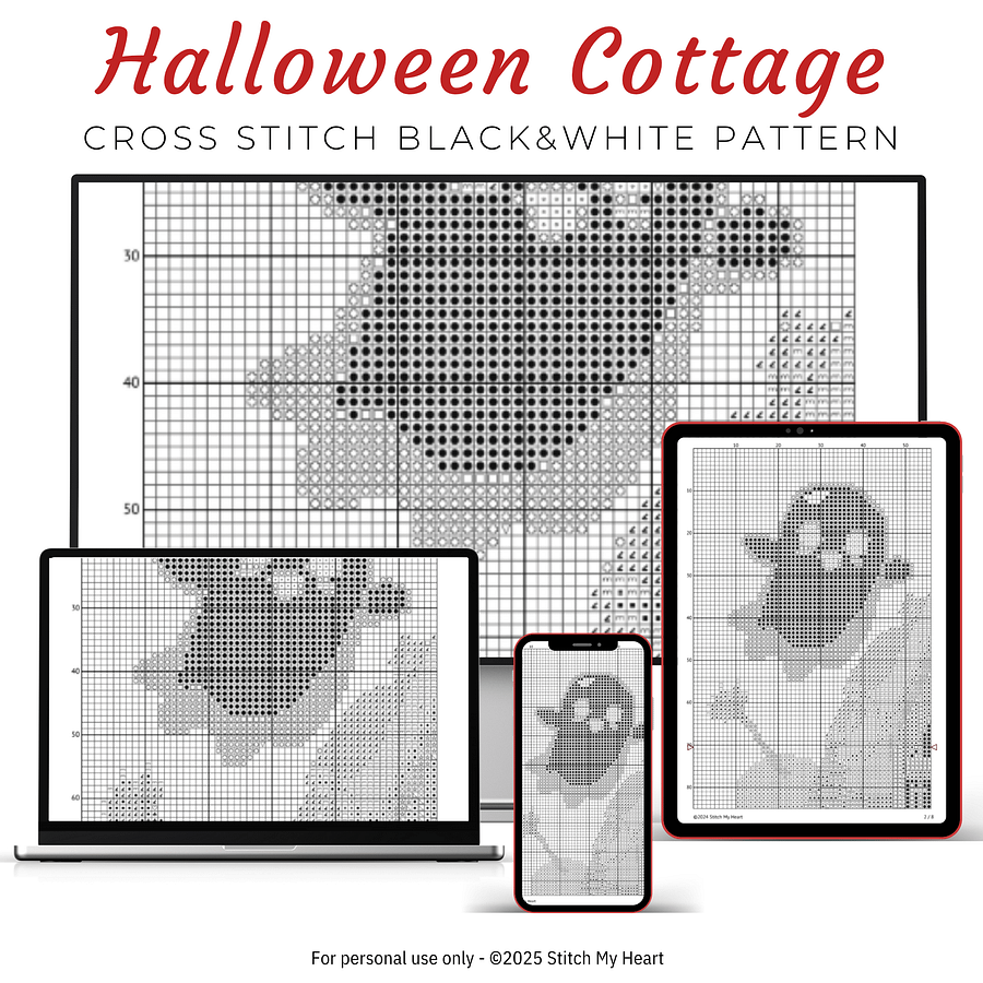 Halloween Cottage Cross Stitch Pattern product image (4)
