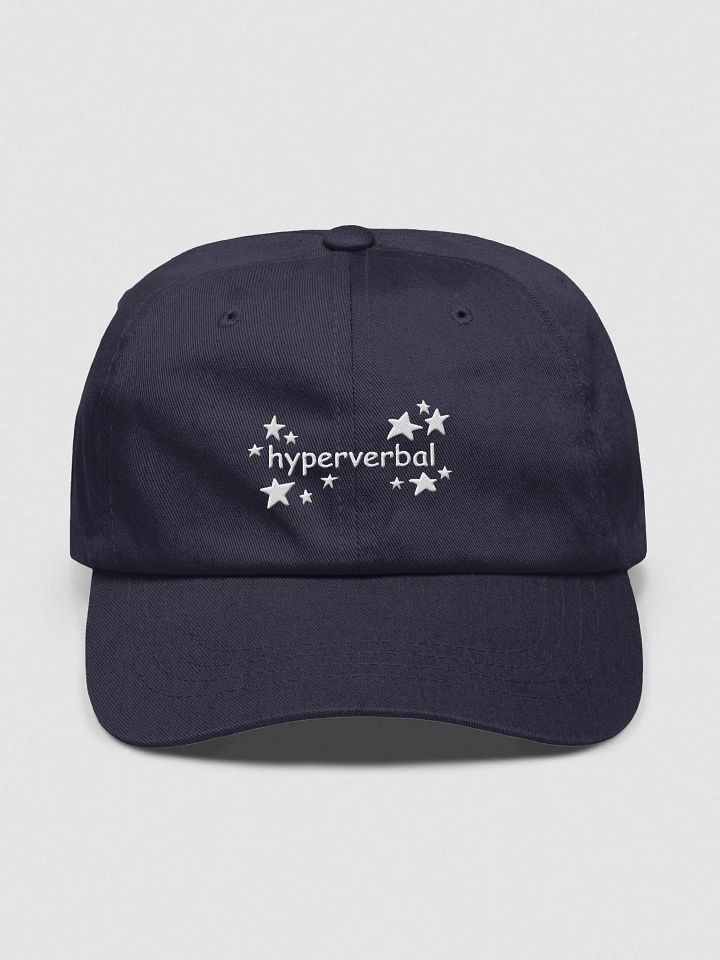 hyperverbal (comic sans with stars, white thread) embroidered dad hat product image (41)