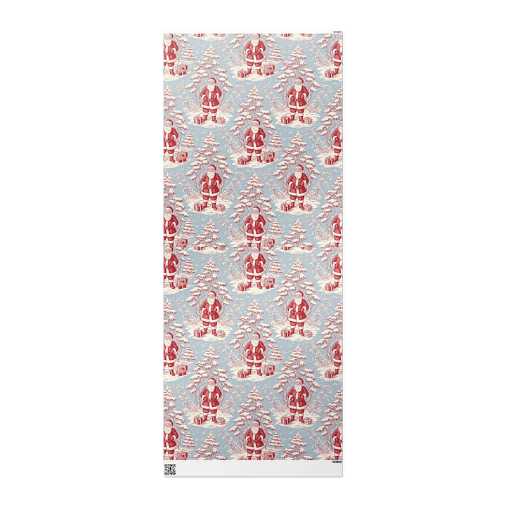 Jolly Old St. Nick Blue & Red Toile Chinoiserie Wrapping Paper product image (3)