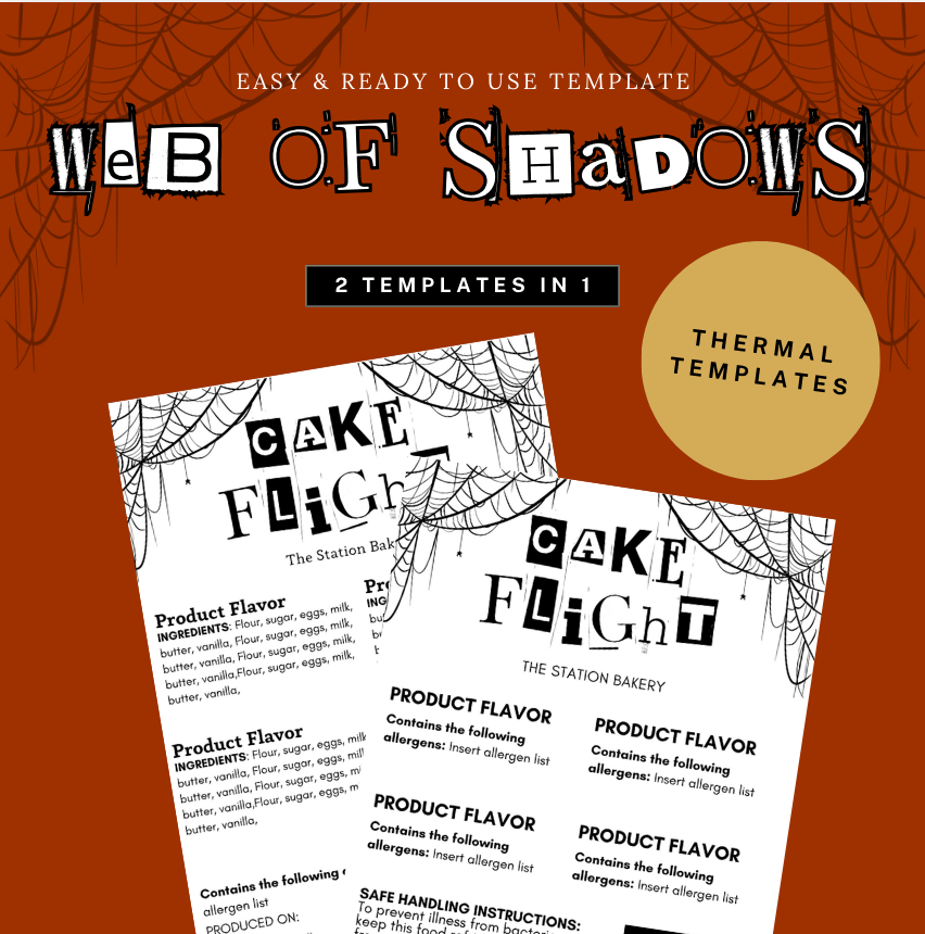 Web of Shadows Cake Flight Thermal Label Template product image (1)