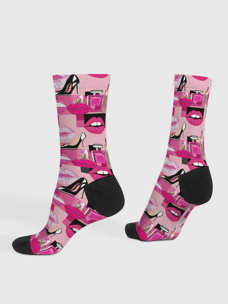 Chic Couture Pink & Black Crew Socks product image (6)