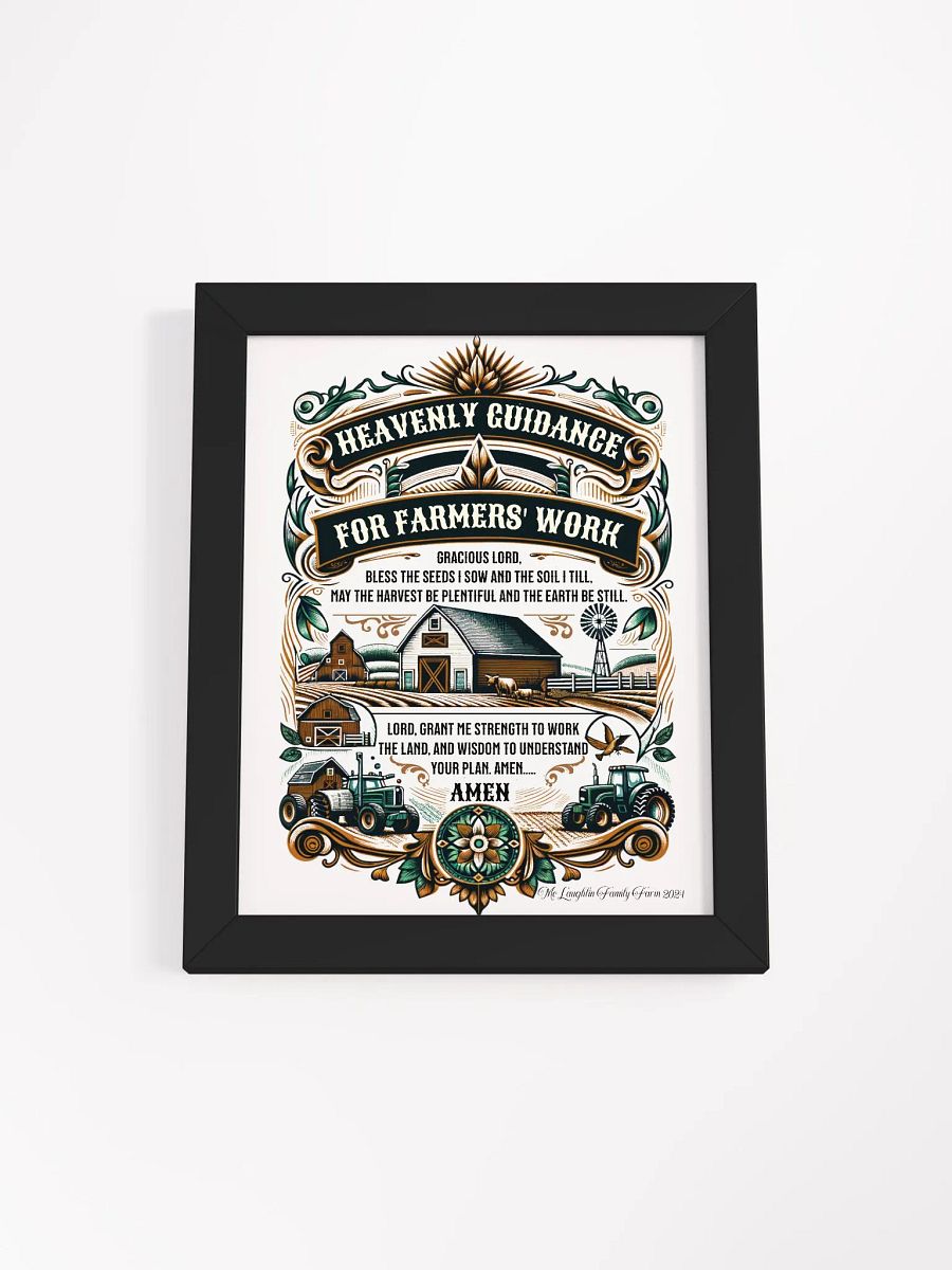 Heavenly Guidance for Farmers' Work Framed Poster | Heavenly Farming Guidance | Faithful Work on the Farm | Faith and Hard Work | Blessed Farmer Wall Art | Farming with Faith product image (1)