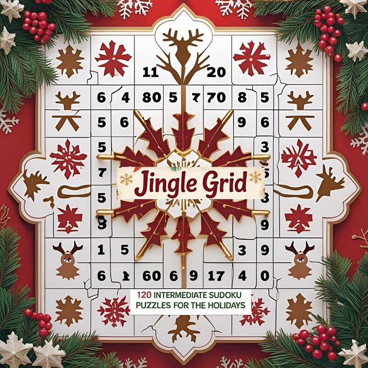 Jingle Grid - 120 Intermediate Sudoku Puzzles for the Holidays product image (1)