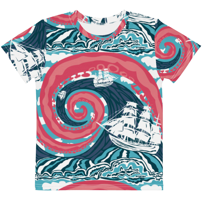 Boys' | Little Kids Size T-Shirt | Kraken Vibes, Nautical Adventure | Vibrant Coastal Tee for Kids product image (1)