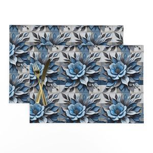 Seamless Pattern - Painted Floral Tile Pattern 3 in Shades of Blue and Gray product image (9)