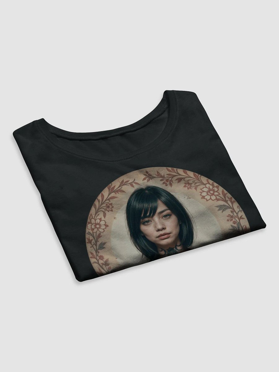A woman with tattoos on her chest and arms, framed by a floral design product image (19)