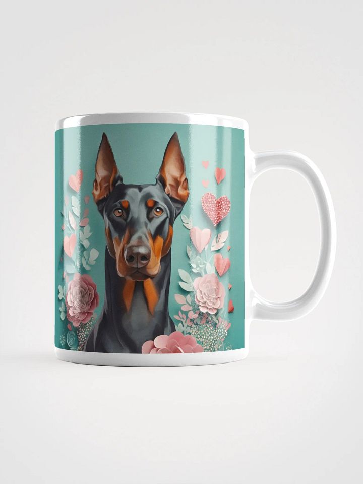 Doberman and paper flowers Ceramic Mug product image (2)