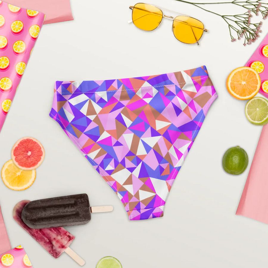 Colorful vector Pattern Design High Waisted Bikini Bottom - v5 product image (4)